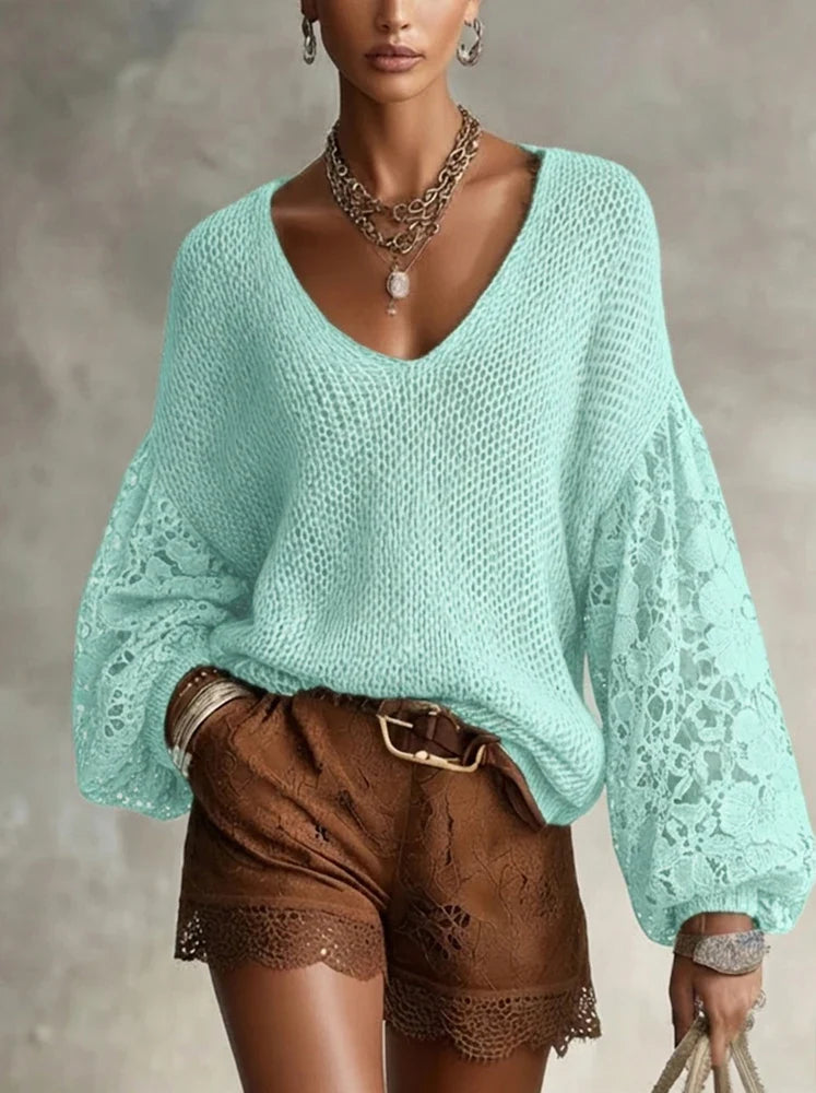 Sylvie Lace V Neck Sweater
