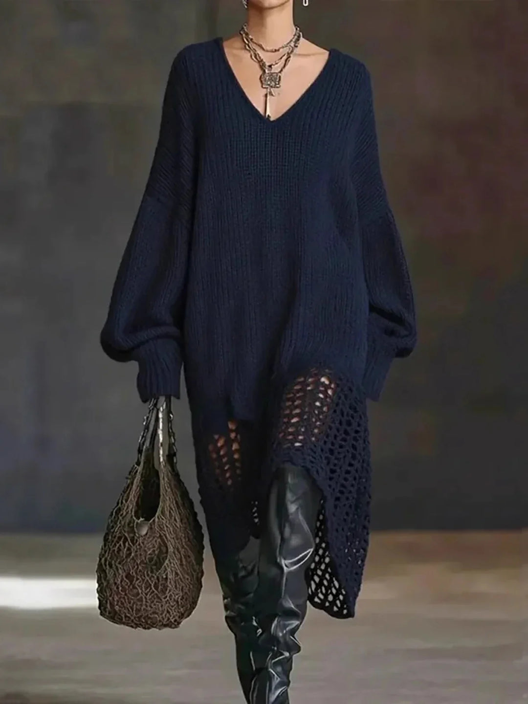 Marielisse Hollow Out Sweater Dress