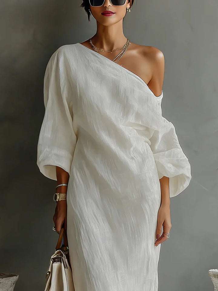 Amaris Linen One Shoulder Dress