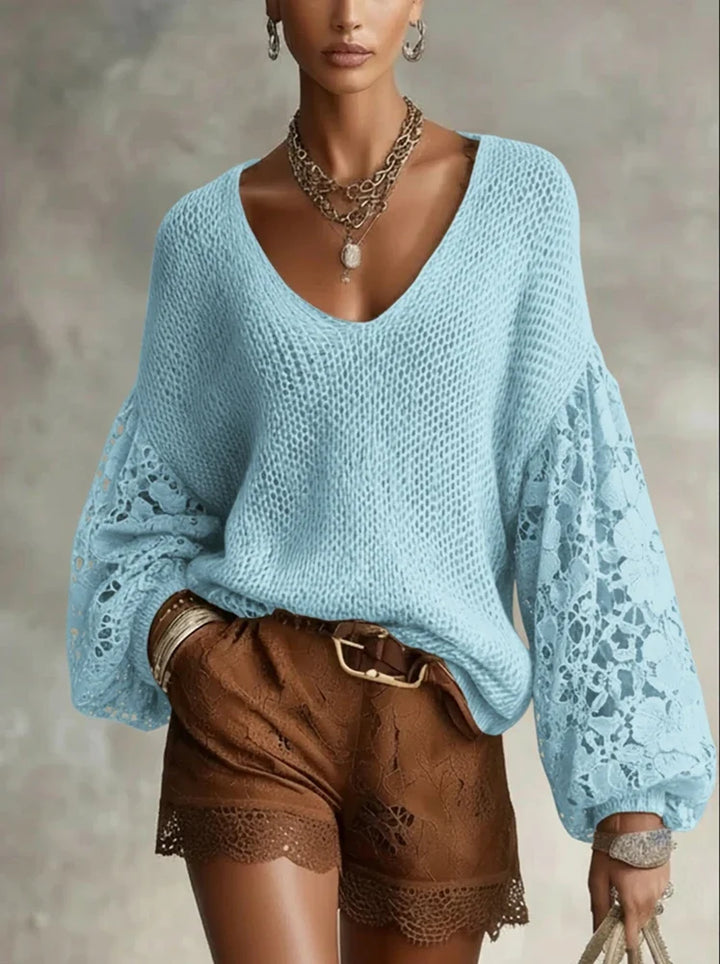 Sylvie Lace V Neck Sweater