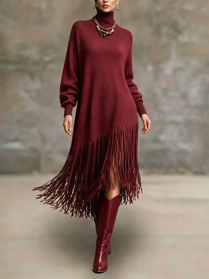 Marselle Fringe Knit Midi Dress