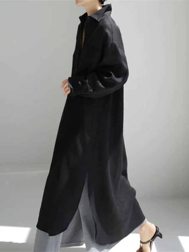 Phoebe Button Front Long Sleeve Maxi Dress