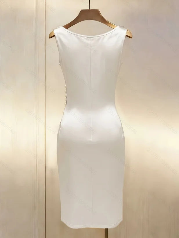 Evanthe Draped Satin Midi Dress