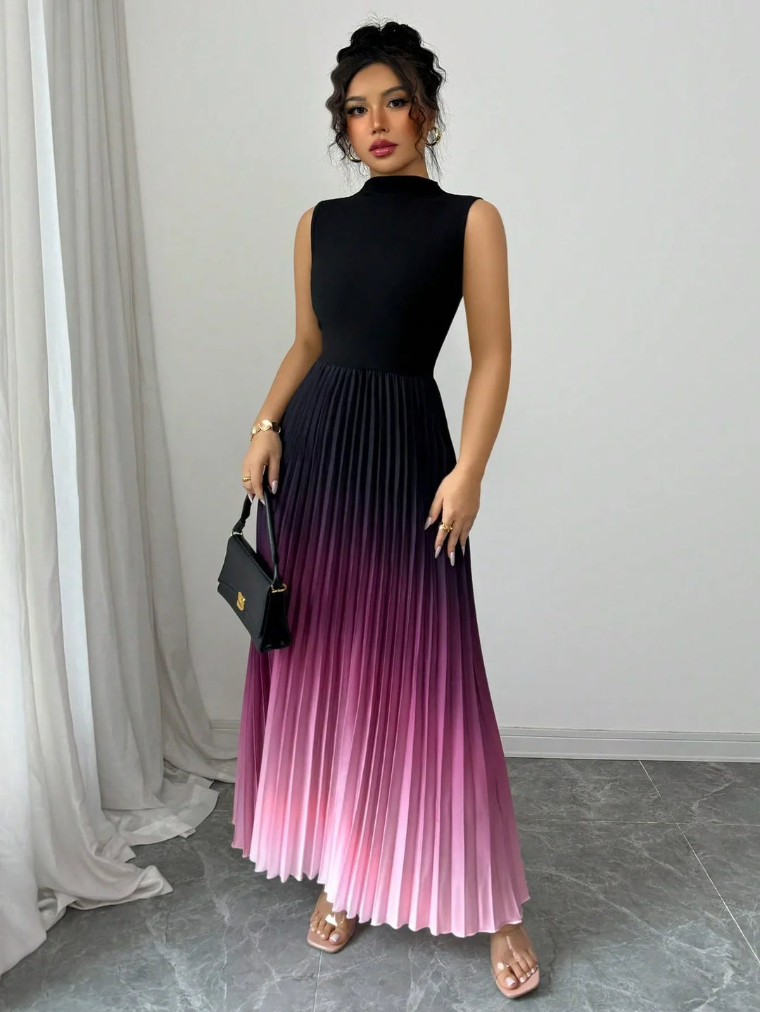 Natalie Pleated Maxi Wedding Guest Dress