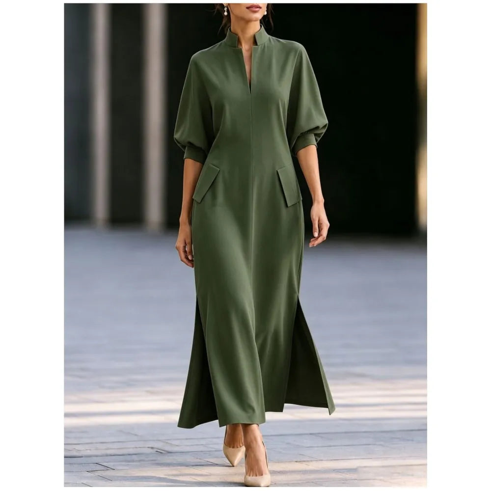 Aria Stand Collar Maxi Dress