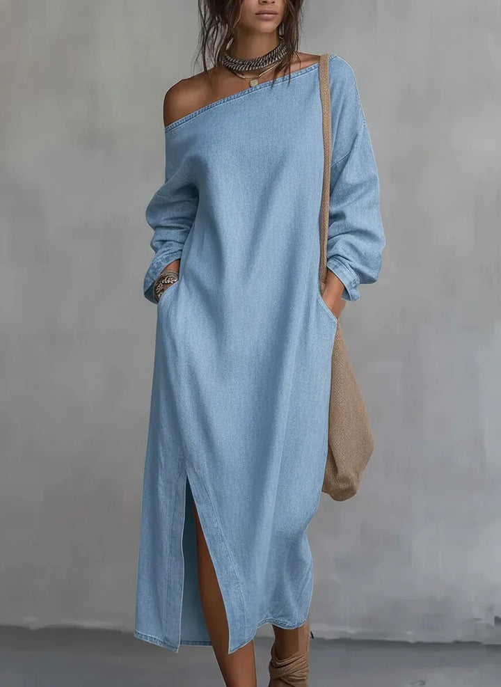 Carolina One Shoulder Linen Maxi Dress