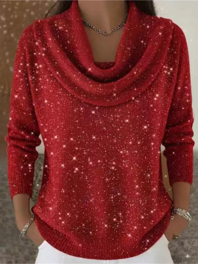 Sadie Cowl Neck Sequin Sweater