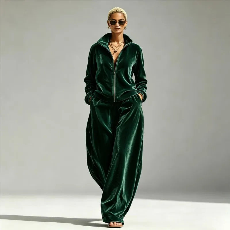 Jocelyn Zip Front Two-Piece Set