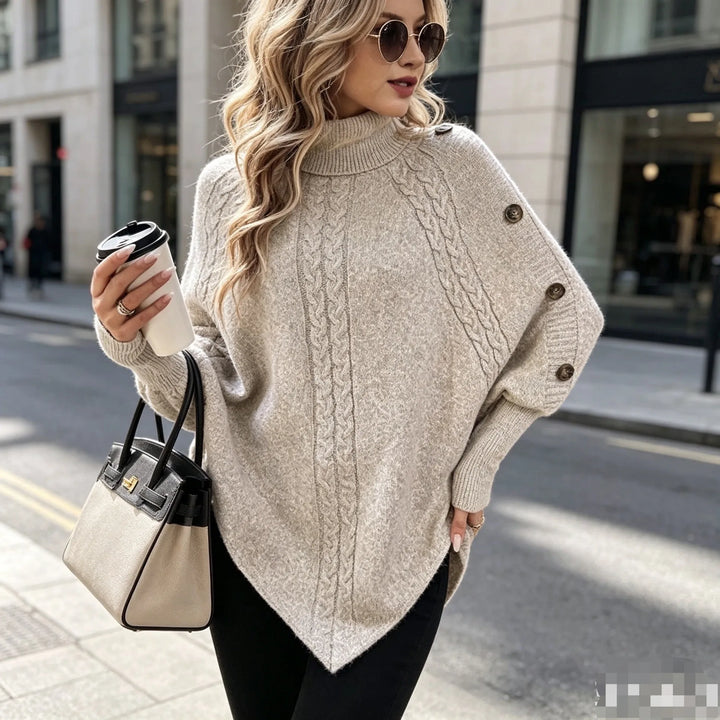 Junia Button Trimmed Poncho