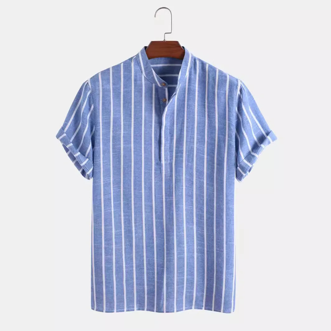 Mario Relaxed Striped Linen Top