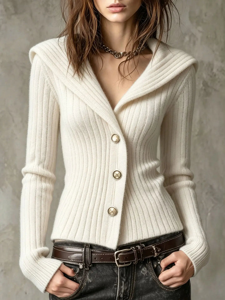 Angela Ribbed Button Cardigan