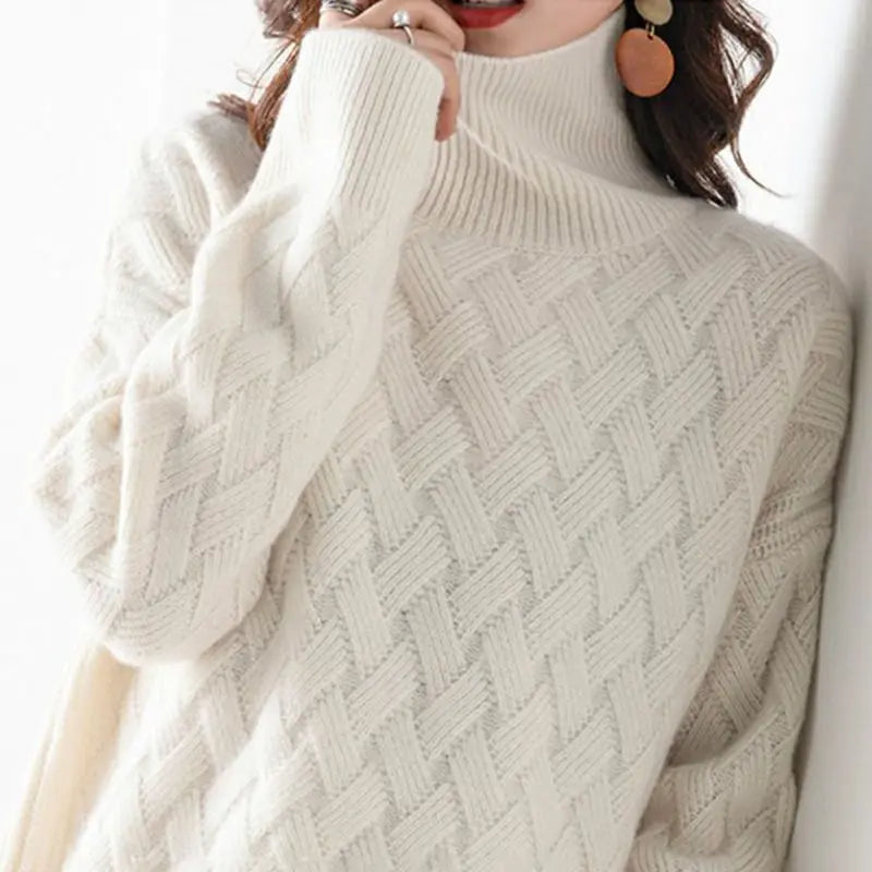 Iris Basketweave Turtleneck Sweater