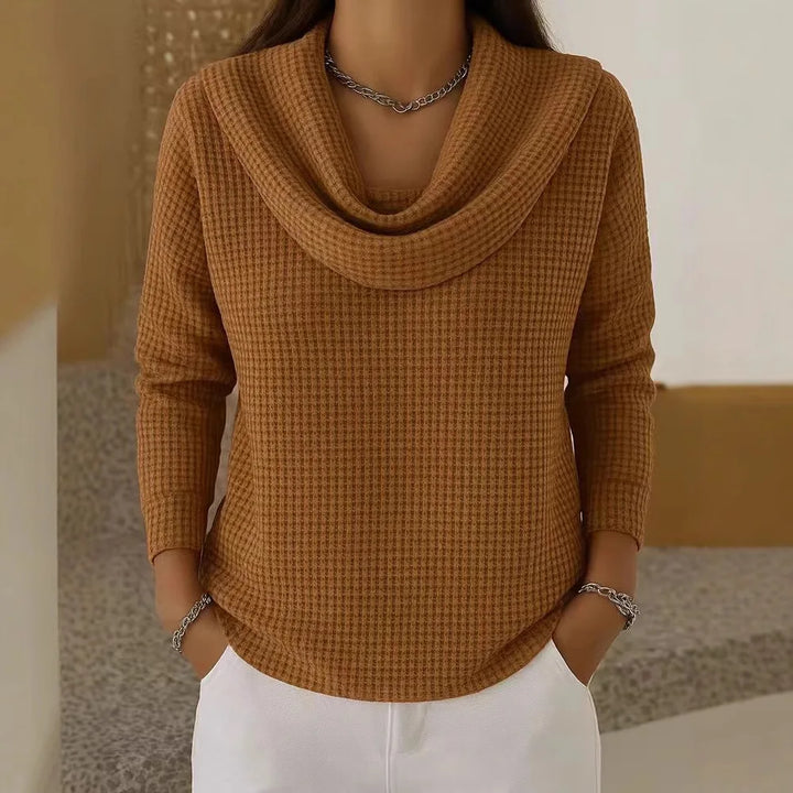 Sabine Cowl Neck Waffle Top