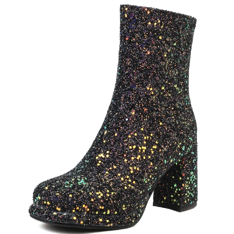 Madona Sequin Heel Boots