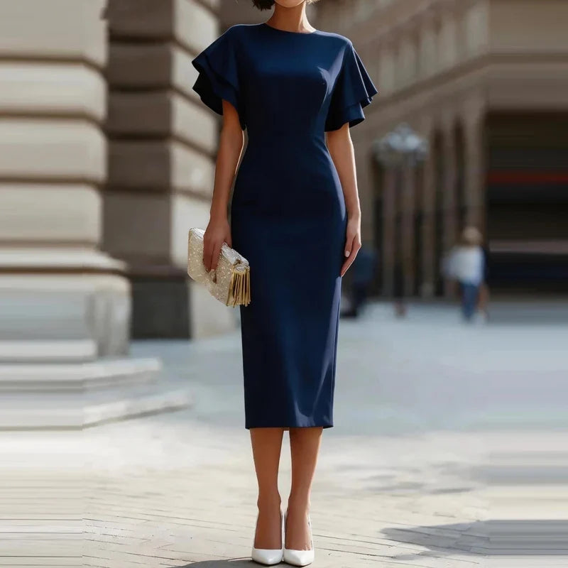 Fiona Ruffle Sleeve Midi Dress