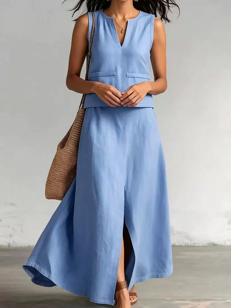 Kaylee Flowy Linen Skirt Set