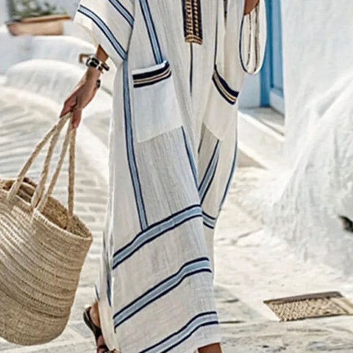 Valentine Striped Kaftan Dress