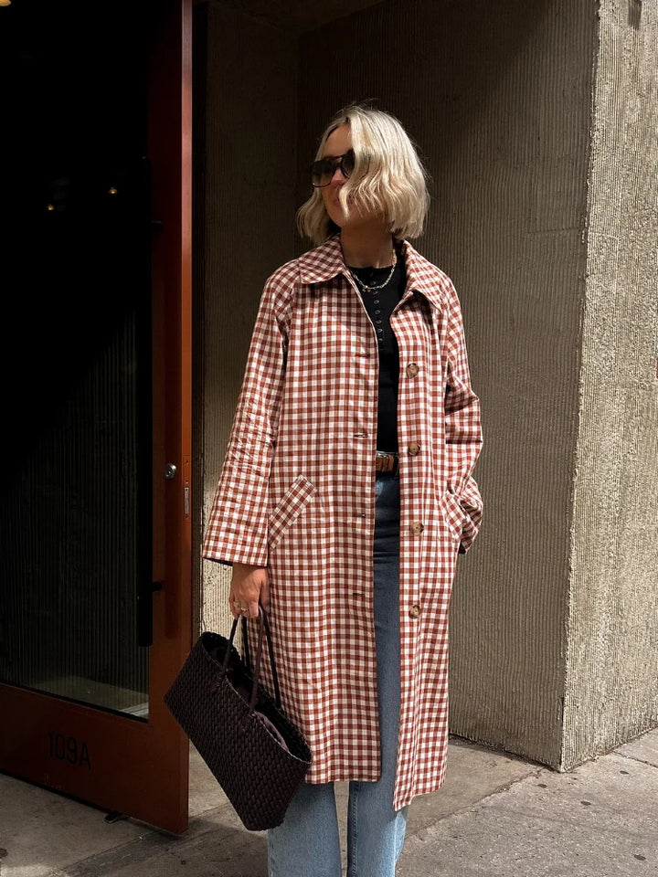 Emory Gingham Trench Coat