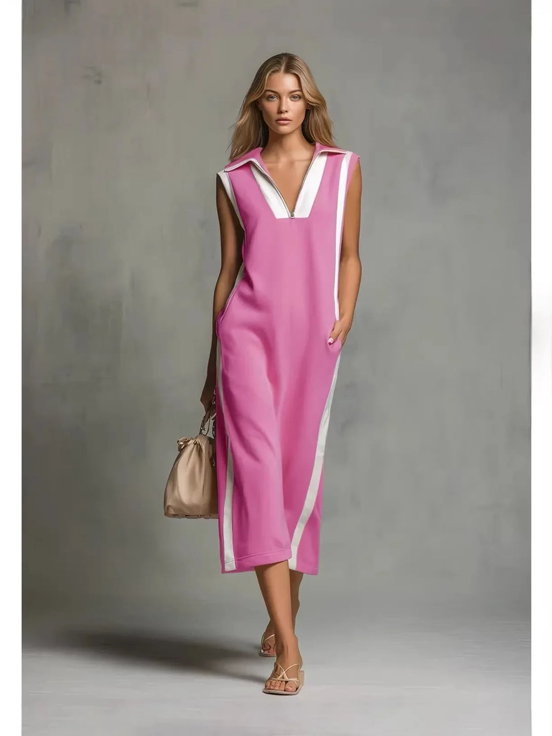 Noeline V Neck Maxi Shirt Dress