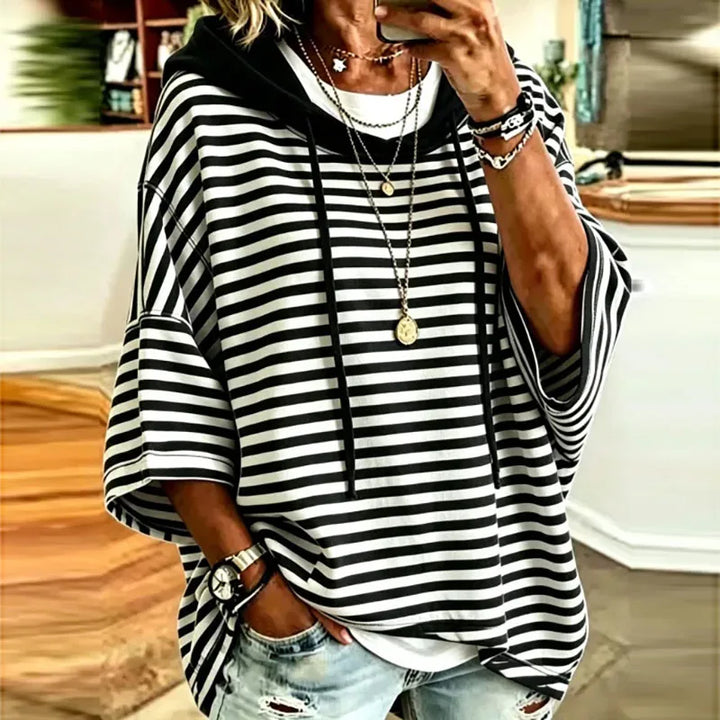 Yasmine Striped Hooded Pullover