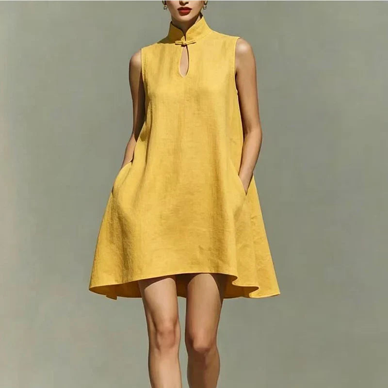 Tamar Pocket Detail High Neck Mini Dress