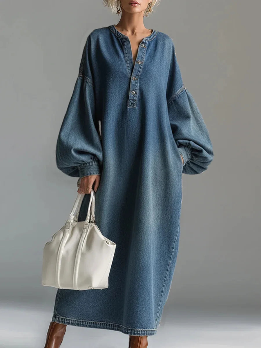 Amanda Relaxed Denim Maxi Dress