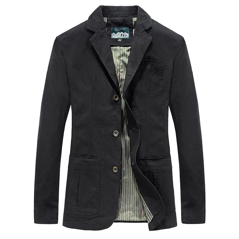 Black cotton blazer front view
