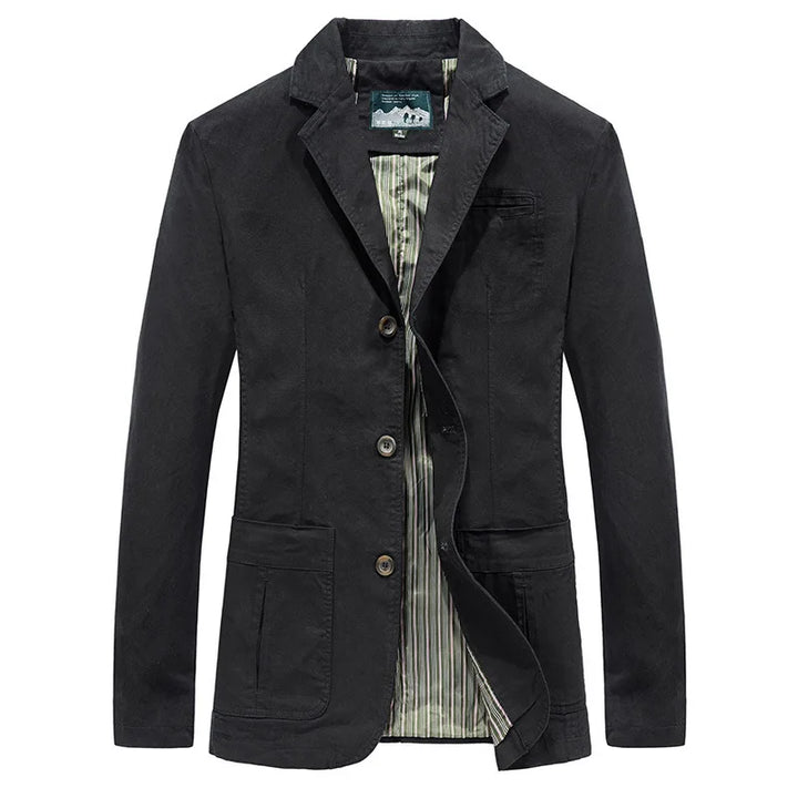 Black cotton blazer front view