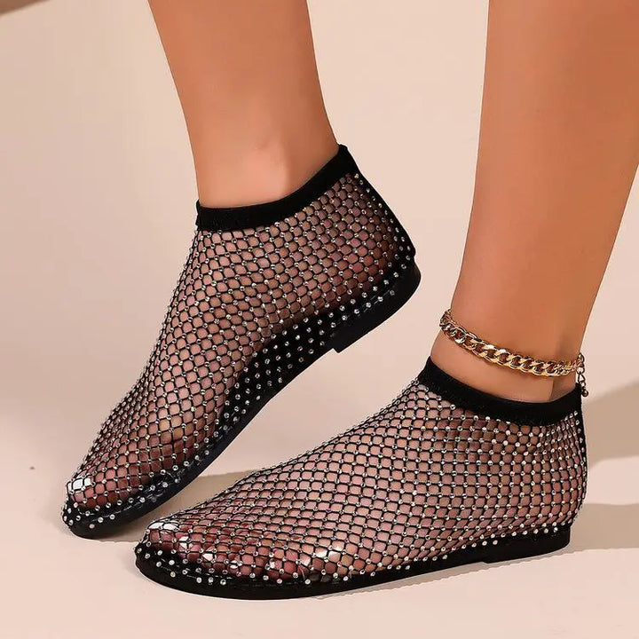Darlene Rhinestone Midnight Flats