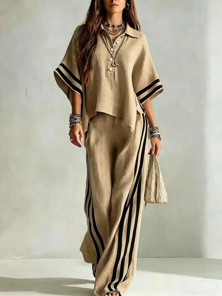 Ferona Striped Wide Leg Pant Set