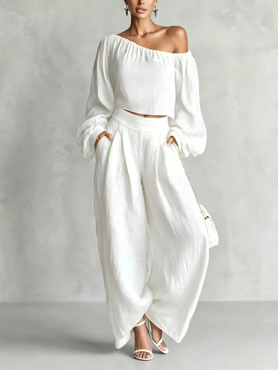 Evelisse Off Shoulder Trouser Set