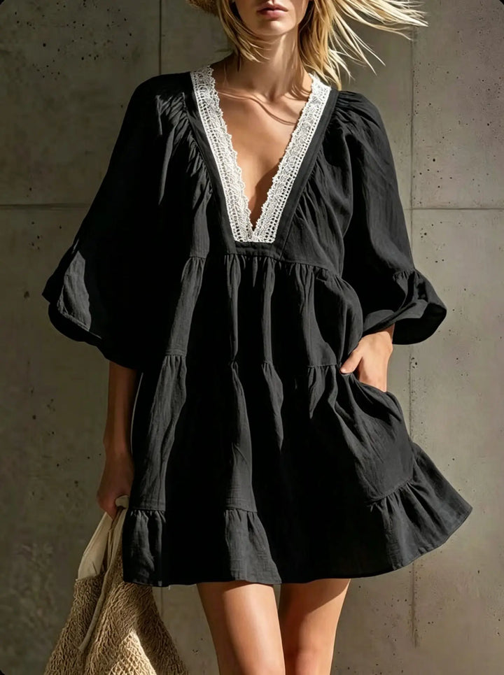 Viretta Lace Trim Mini Dress