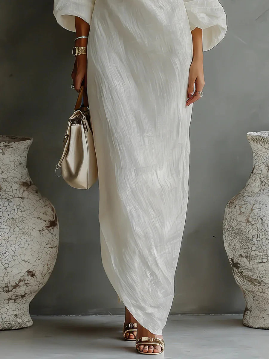 Amaris Linen One Shoulder Dress