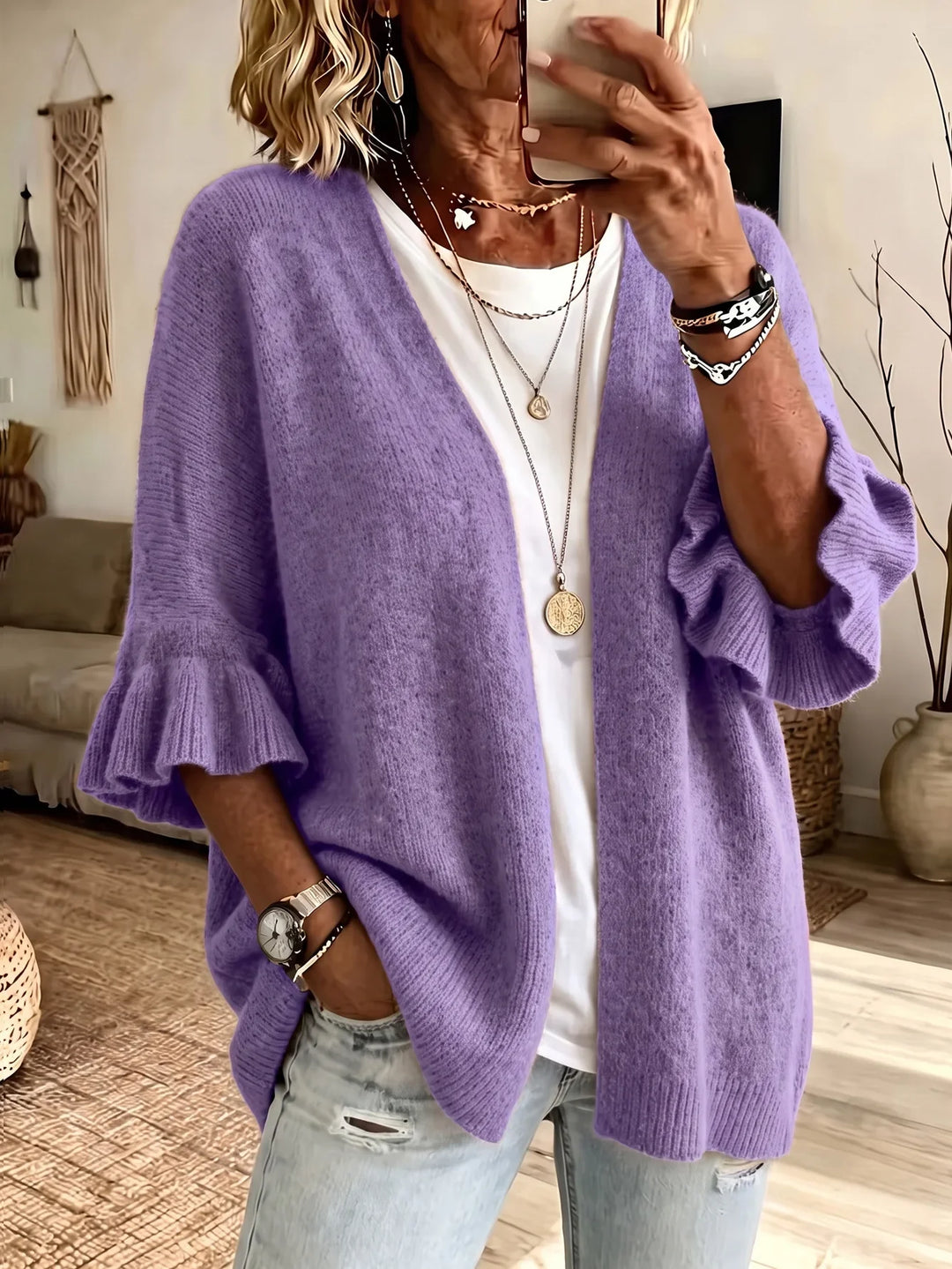 Belladine Ruffle Sleeve Cardigan