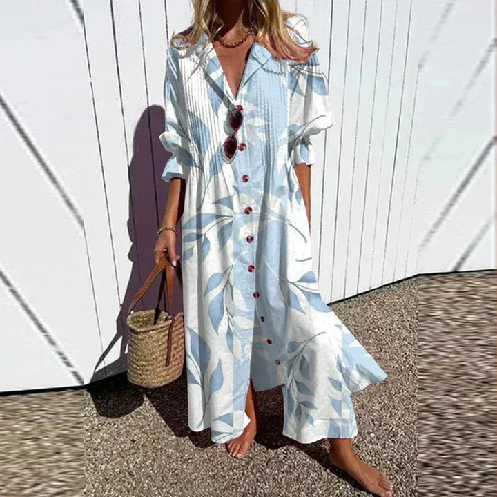 Aurevia Casual Printed Long Sleeve Maxi Dress
