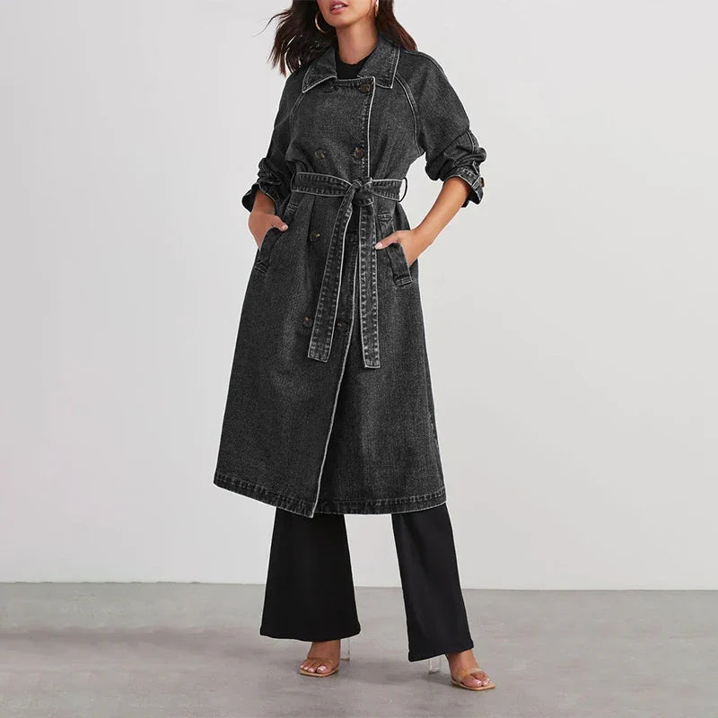 Marlena Tie Waist Denim Trench