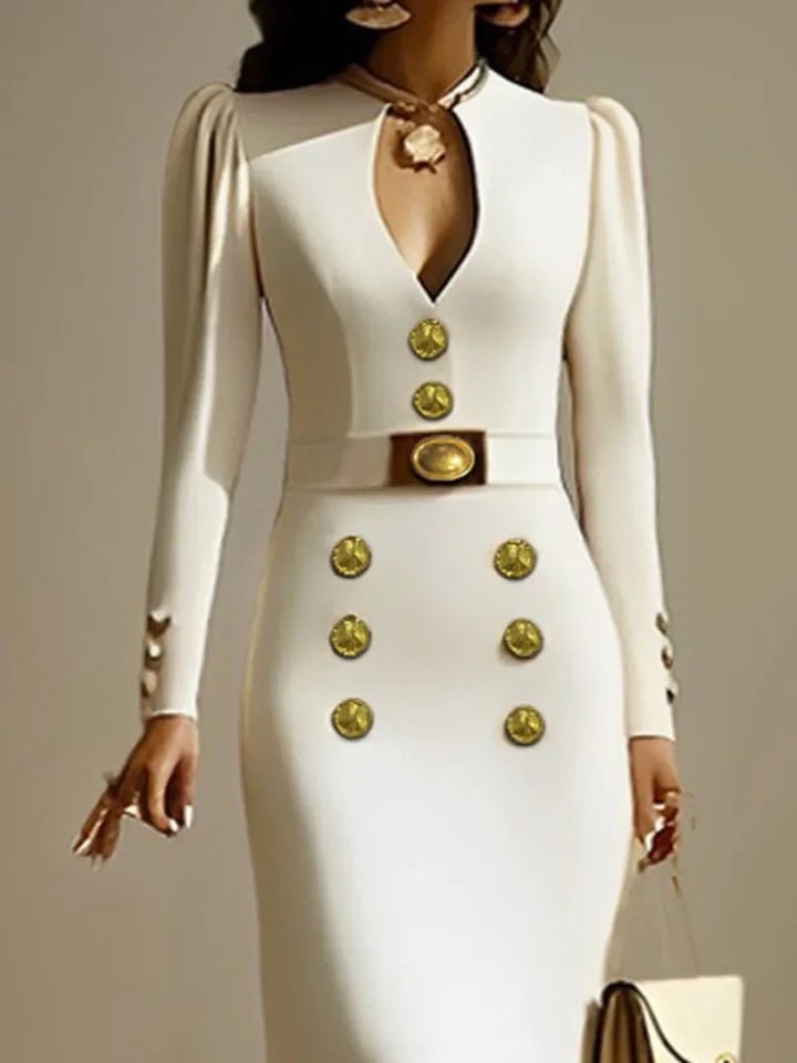 Linnea Contoured Button Midi Dress