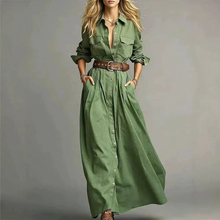 Alinae Button Front Maxi Dress
