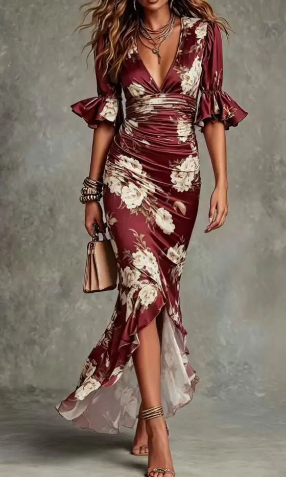 Laureen V-Neck Maxi Wedding Guest Dress