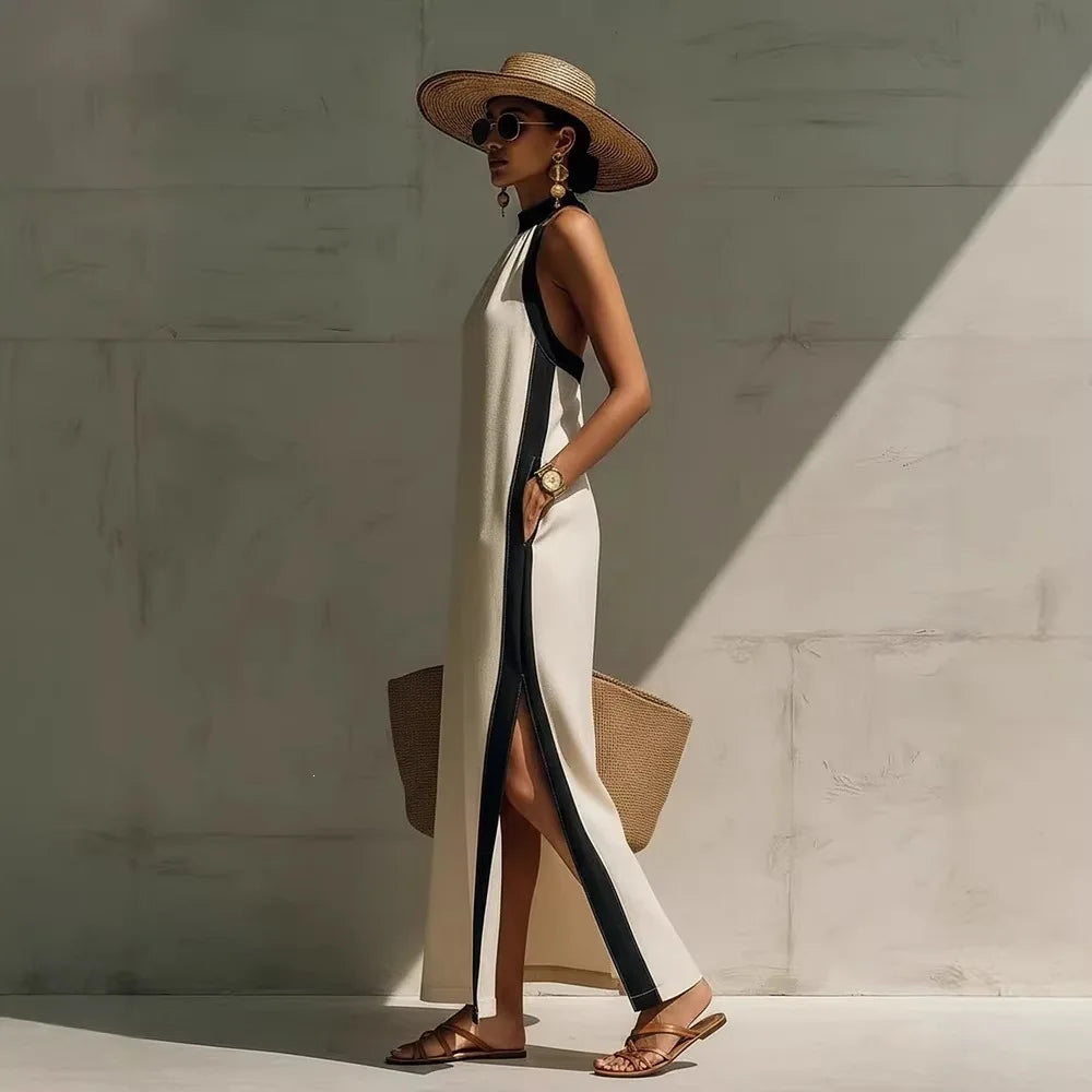 Bruna Casual Halter Maxi Dress