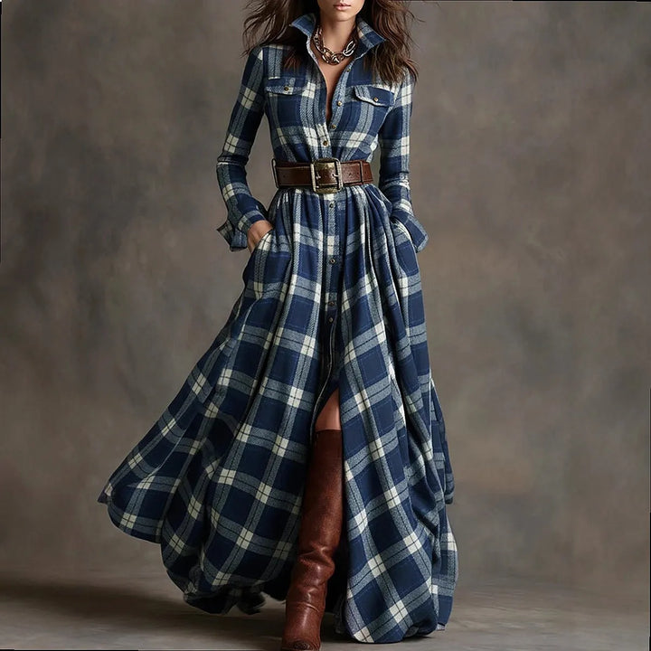 Maren Plaid Button Maxi Dress