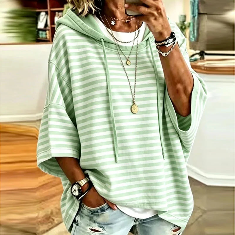 Yasmine Striped Hooded Pullover