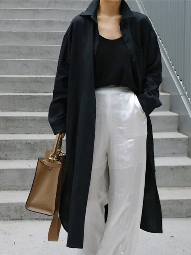 Phoebe Button Front Long Sleeve Maxi Dress