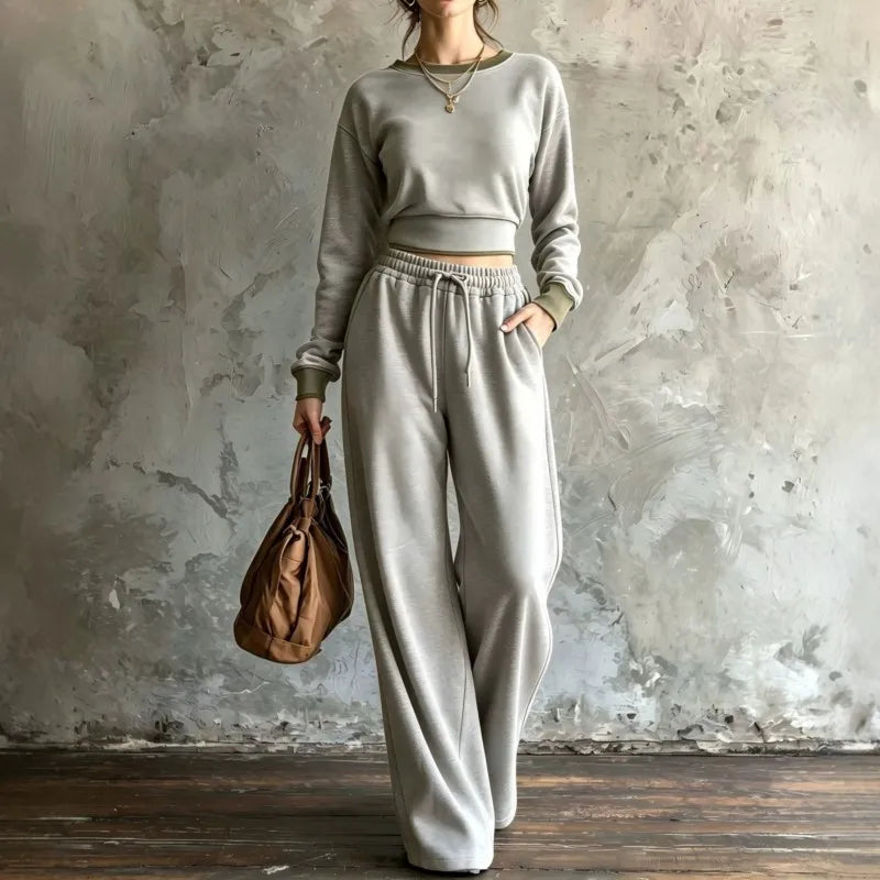 Marielda Contrast Trim Sweatshirt Set