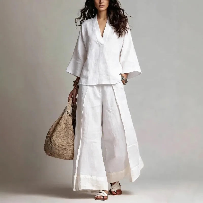 Alice V Neck Linen Set