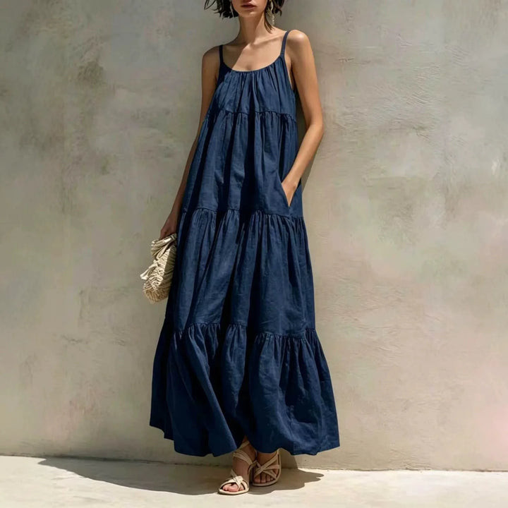 Solennea Tiered Linen Maxi Dress