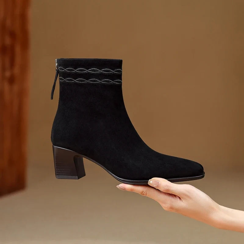 Adeline Square Toe Ankle Boots