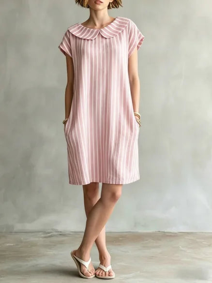Faye Striped Peter Pan Collar Mini Dress