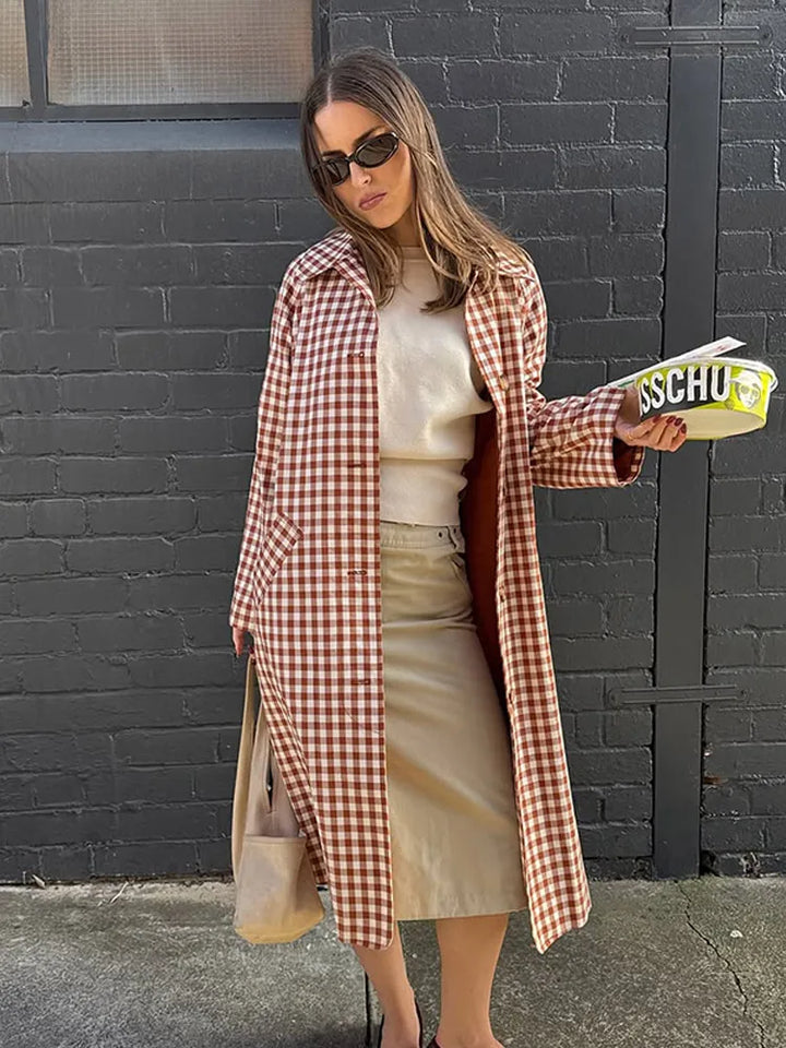 Emory Gingham Trench Coat