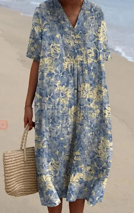 Sydney Printed V Neck Midi Dress